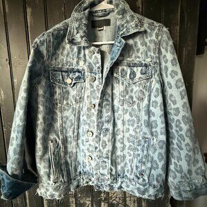 Blank NYC Welcome To The Jungle Leopard Print Denim Jacket
